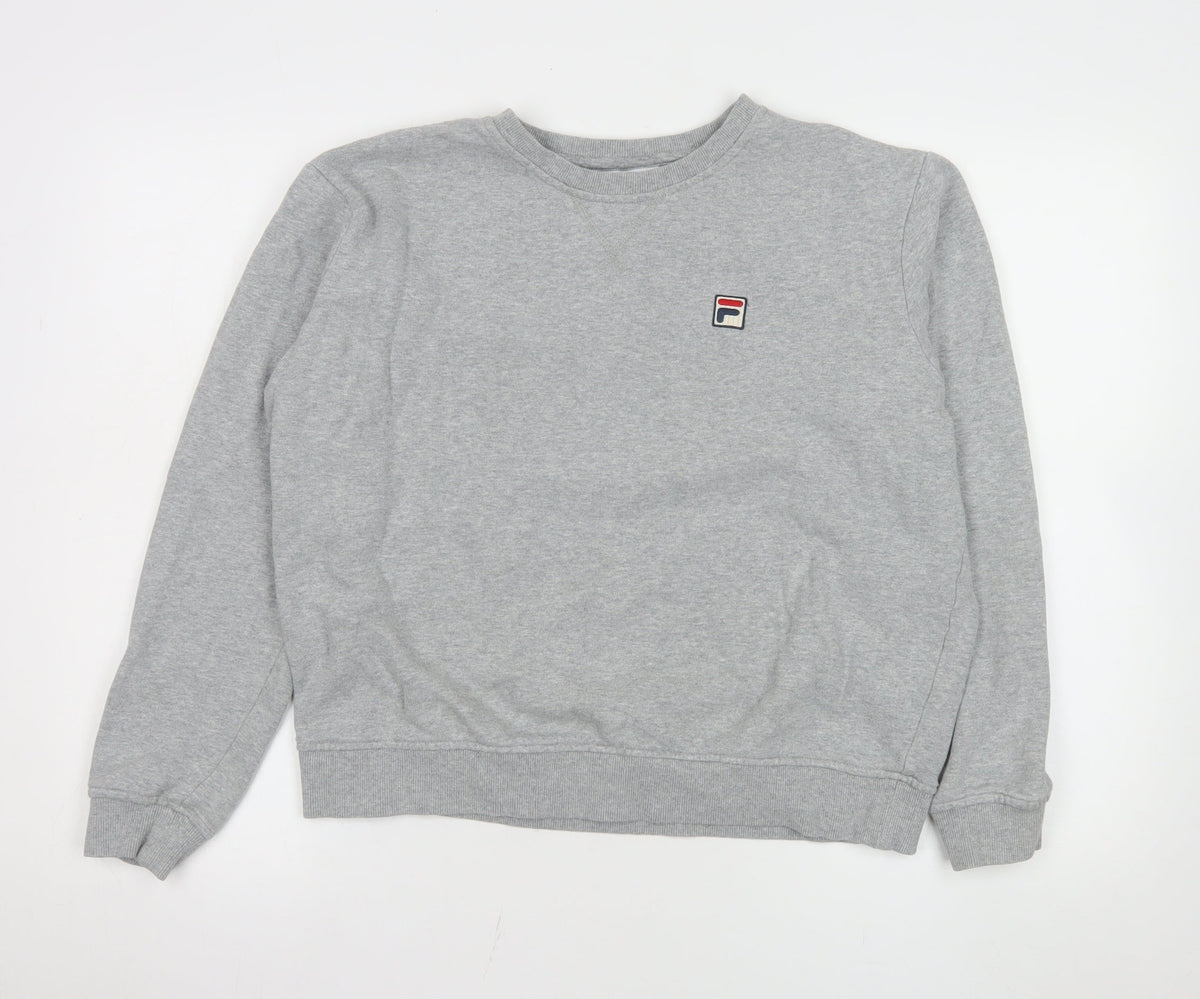 Fila Mens Grey Crew Neck Pullover Sweatshirt Size L Regular Fit