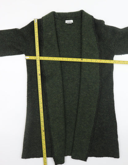 Kenar Women's Green Open Front Long Sleeve Wool Blend Cardigan Size S
