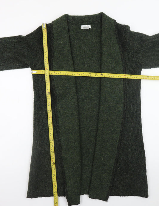 Kenar Women's Green Open Front Long Sleeve Wool Blend Cardigan Size S