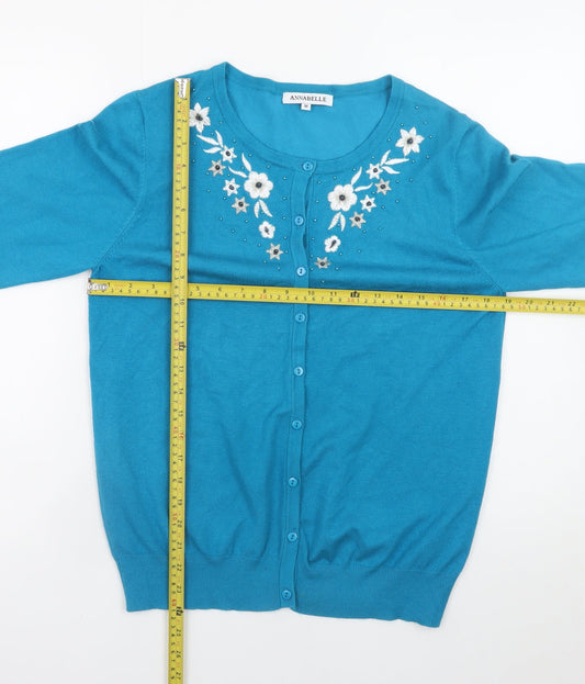 Womens UK Size M Annabelle Blue Cardigan Jumper