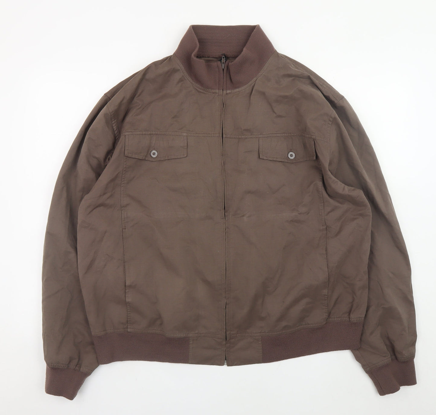 EASY Men’s Brown XL Bomber Jacket Polyester Cotton Blend Casual