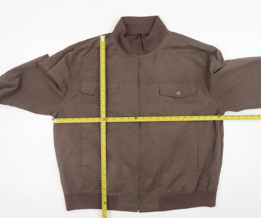 EASY Men’s Brown XL Bomber Jacket Polyester Cotton Blend Casual
