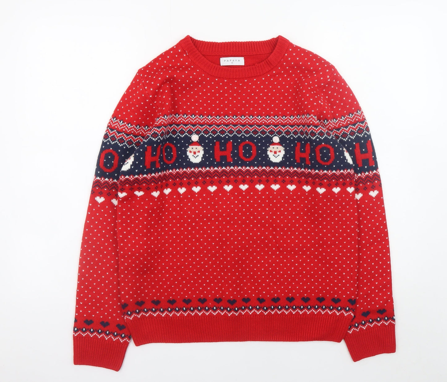 Mens UK Size M Papaya Red Pullover Jumper