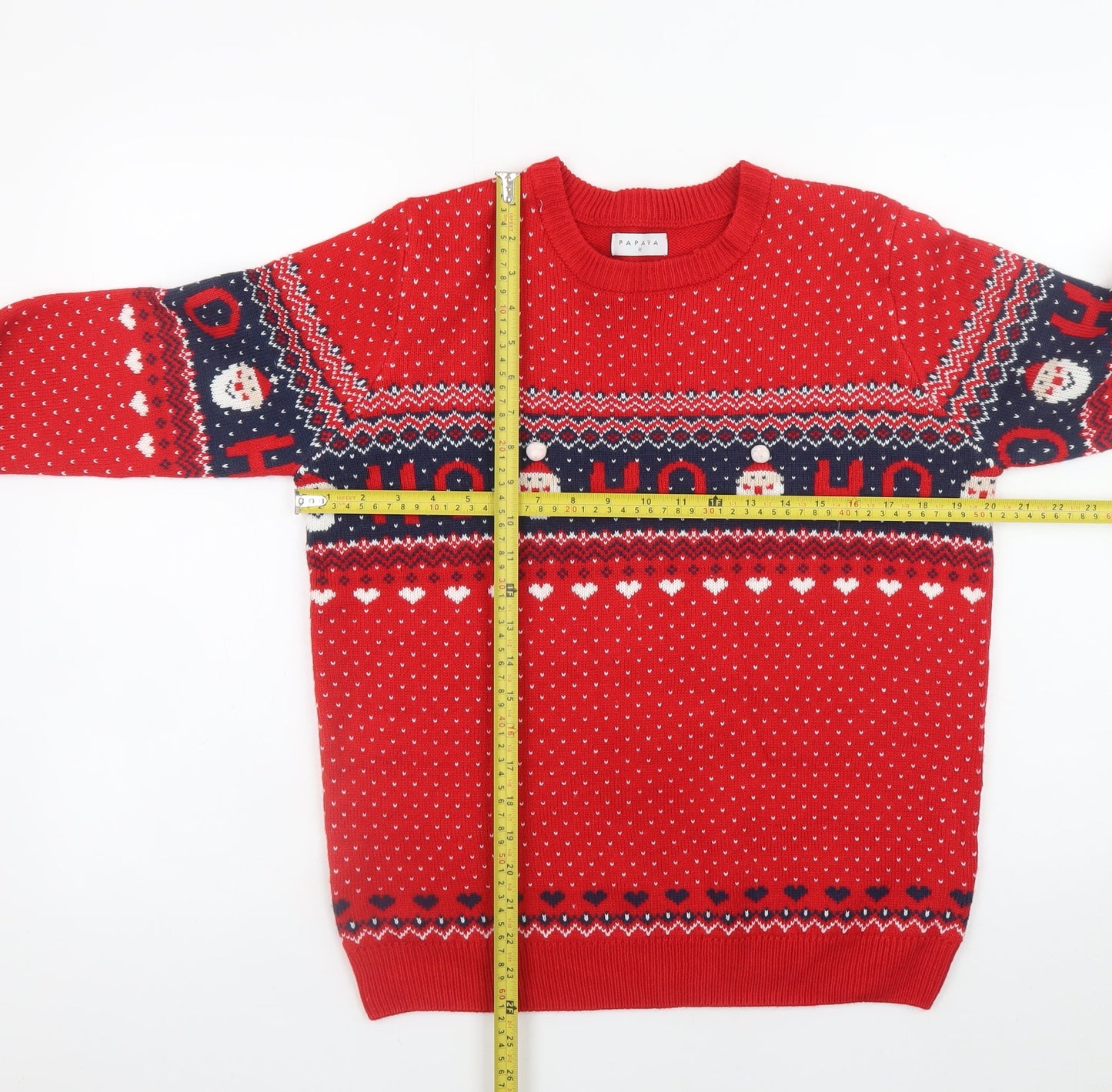 Mens UK Size M Papaya Red Pullover Jumper