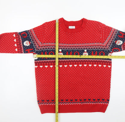 Mens UK Size M Papaya Red Pullover Jumper
