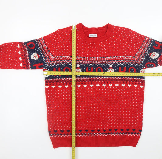 Mens UK Size M Papaya Red Pullover Jumper