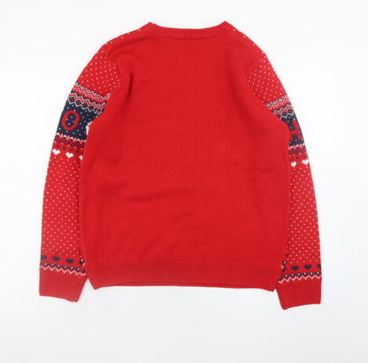 Mens UK Size M Papaya Red Pullover Jumper