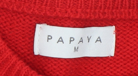 Mens UK Size M Papaya Red Pullover Jumper