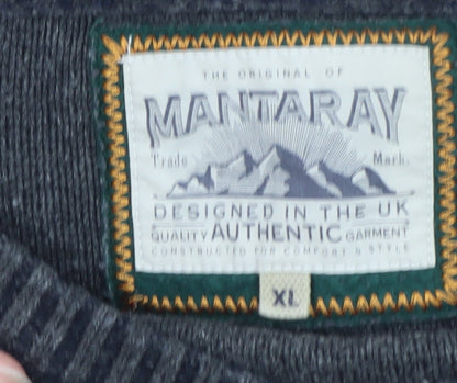 Mantaray Men's Blue V-Neck Cotton Jumper XL Casual Knitwear