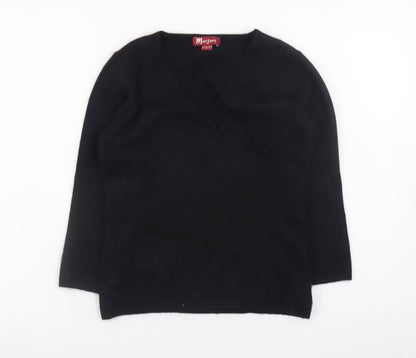 Monsoon Women’s Black Angora V-Neck 3/4 Sleeve Pullover Jumper Size 8