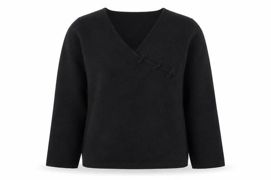 Monsoon Women’s Black Angora V-Neck 3/4 Sleeve Pullover Jumper Size 8