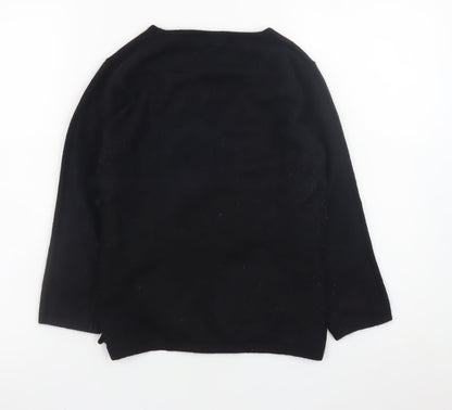 Monsoon Women’s Black Angora V-Neck 3/4 Sleeve Pullover Jumper Size 8