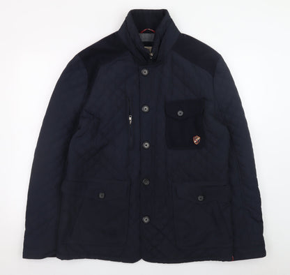 Saint Jude Men's Blue Quilted Mid-Length Jacket XL Polyester