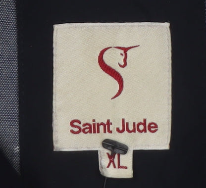 Saint Jude Men's Blue Quilted Mid-Length Jacket XL Polyester