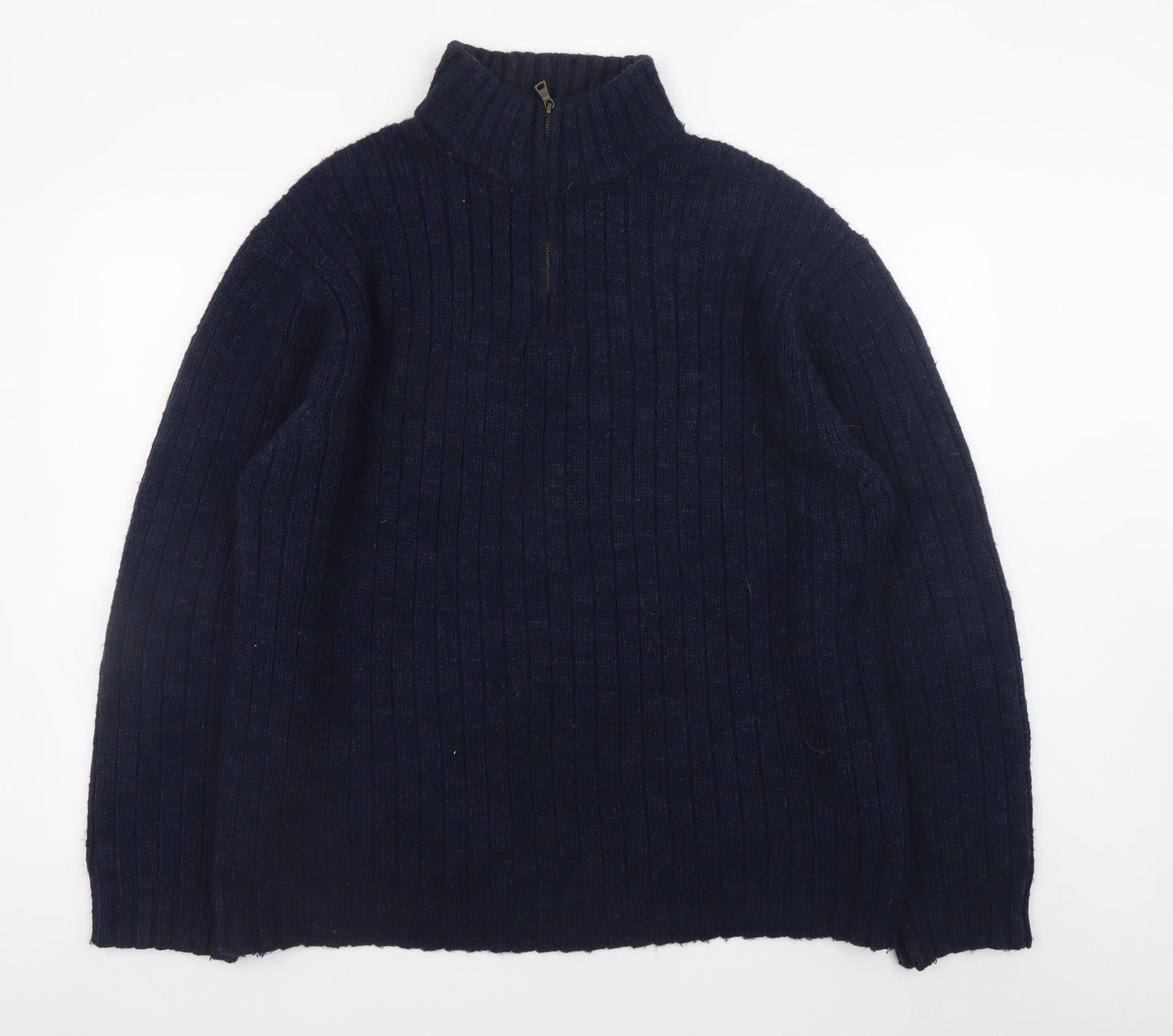 Mens UK Size 2XL Marks and Spencer Blue 1/2 Zip Jumper