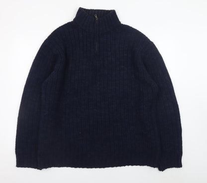 Mens UK Size 2XL Marks and Spencer Blue 1/2 Zip Jumper