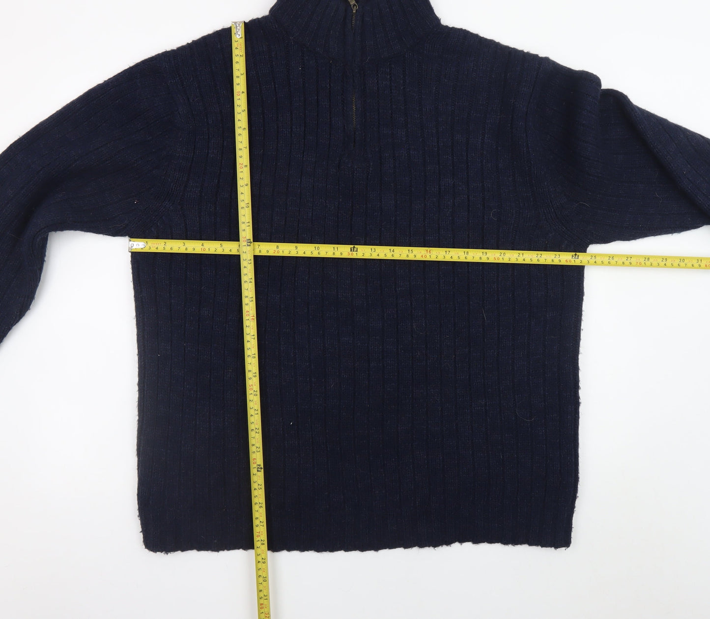 Mens UK Size 2XL Marks and Spencer Blue 1/2 Zip Jumper