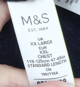 Mens UK Size 2XL Marks and Spencer Blue 1/2 Zip Jumper