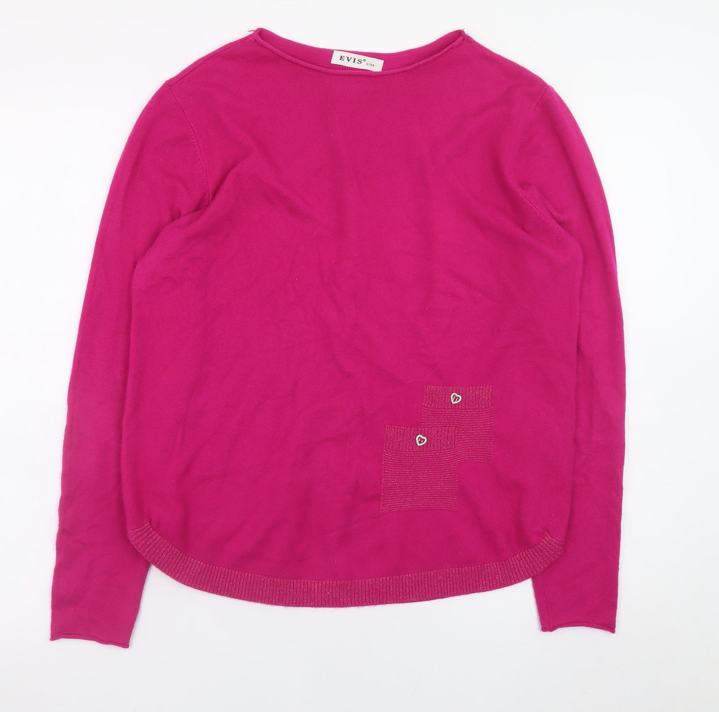 Womens UK Size S EVIS Pink Pullover Jumper