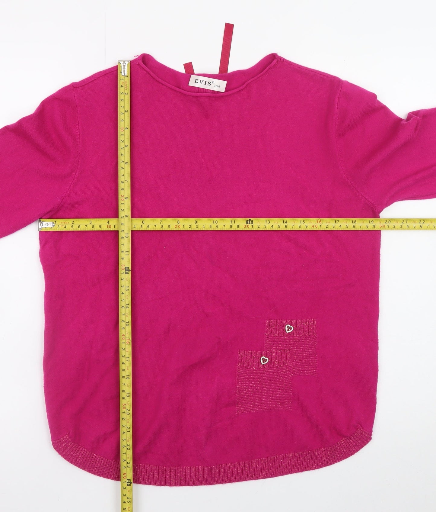 Womens UK Size S EVIS Pink Pullover Jumper