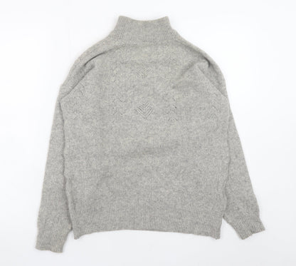 Stillishant Womens Grey High Neck Angora Wool Jumper Size 12-14