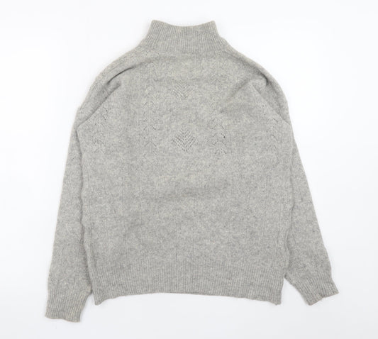 Stillishant Womens Grey High Neck Angora Wool Jumper Size 12-14