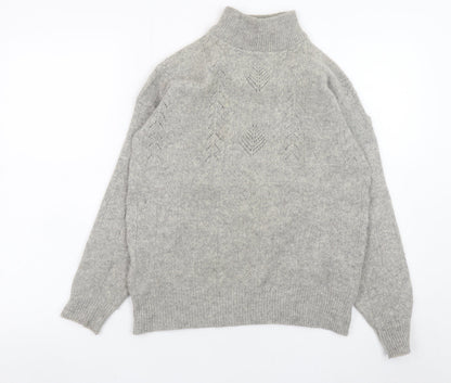 Stillishant Womens Grey High Neck Angora Wool Jumper Size 12-14