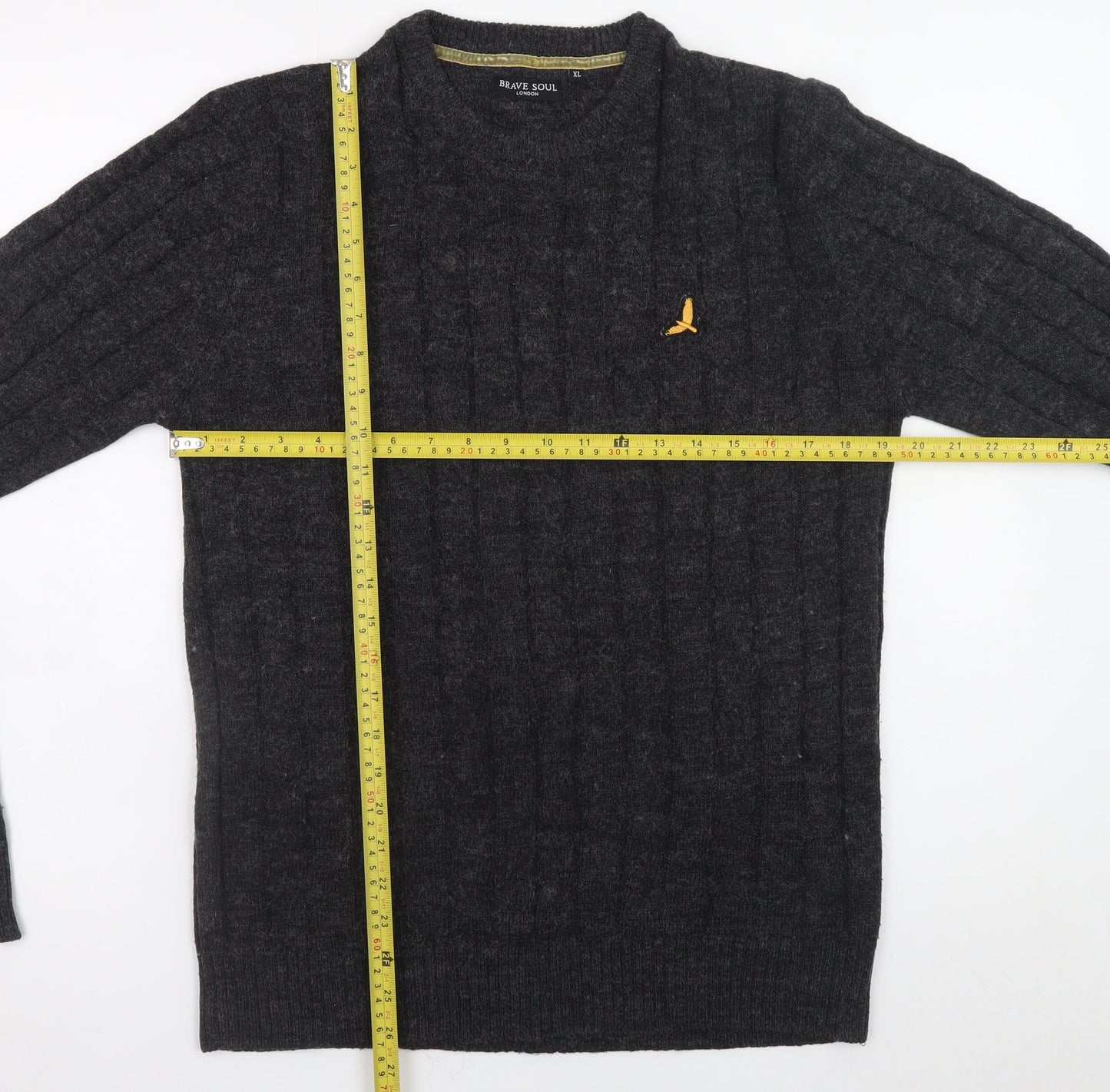 Mens UK Size XL Brave Soul Grey Pullover Jumper