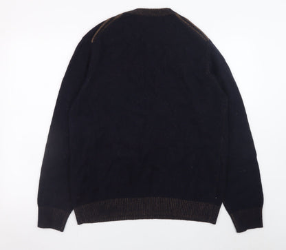 500/Denim Maison Crescent Men's Black Lambswool Blend XL Crew Jumper