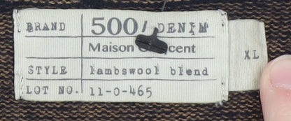 500/Denim Maison Crescent Men's Black Lambswool Blend XL Crew Jumper