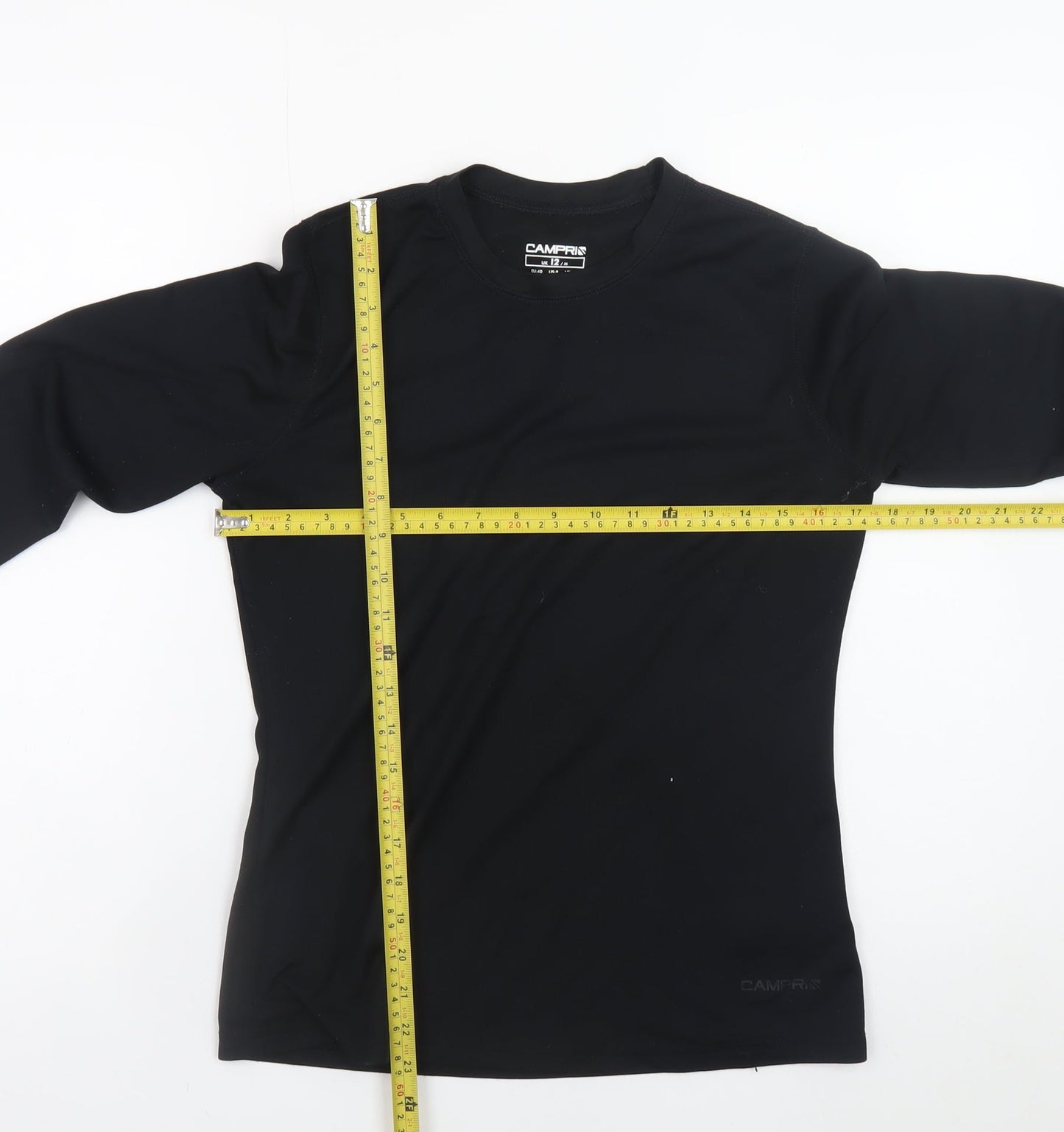 Womens UK Size 12 Campri Black Gym & Training Running & Jogging Hiking T-Shirt
