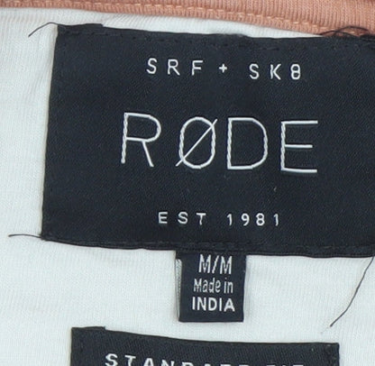 RØDE Mens Brown Striped Cotton Crew Neck T-Shirt Size M