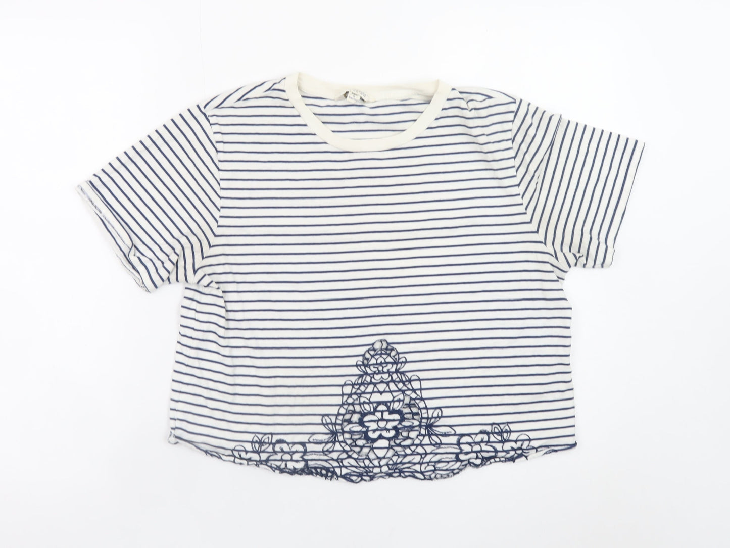Womens UK Size 14 Miss Selfridge White Cropped T-Shirt