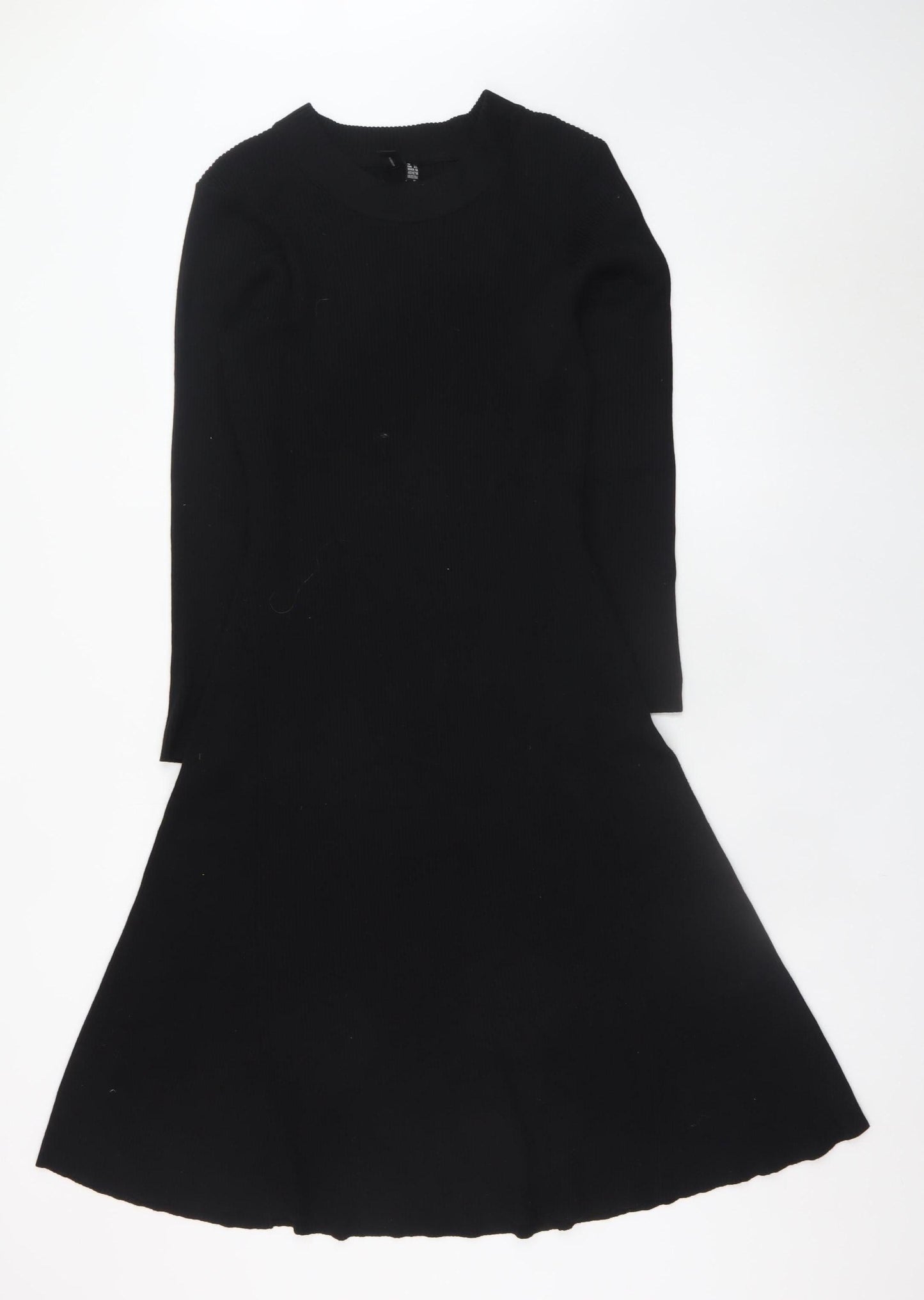 Izabel London Women's Black XL Fit & Flare Knit Midi Dress