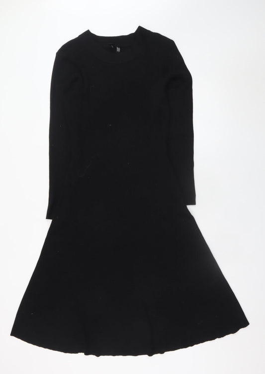 Izabel London Women's Black XL Fit & Flare Knit Midi Dress