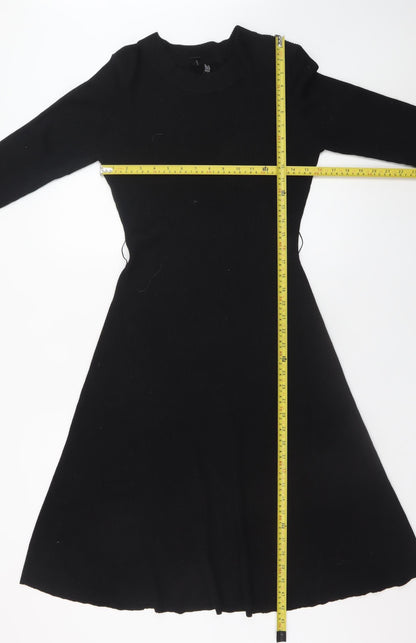Izabel London Women's Black XL Fit & Flare Knit Midi Dress