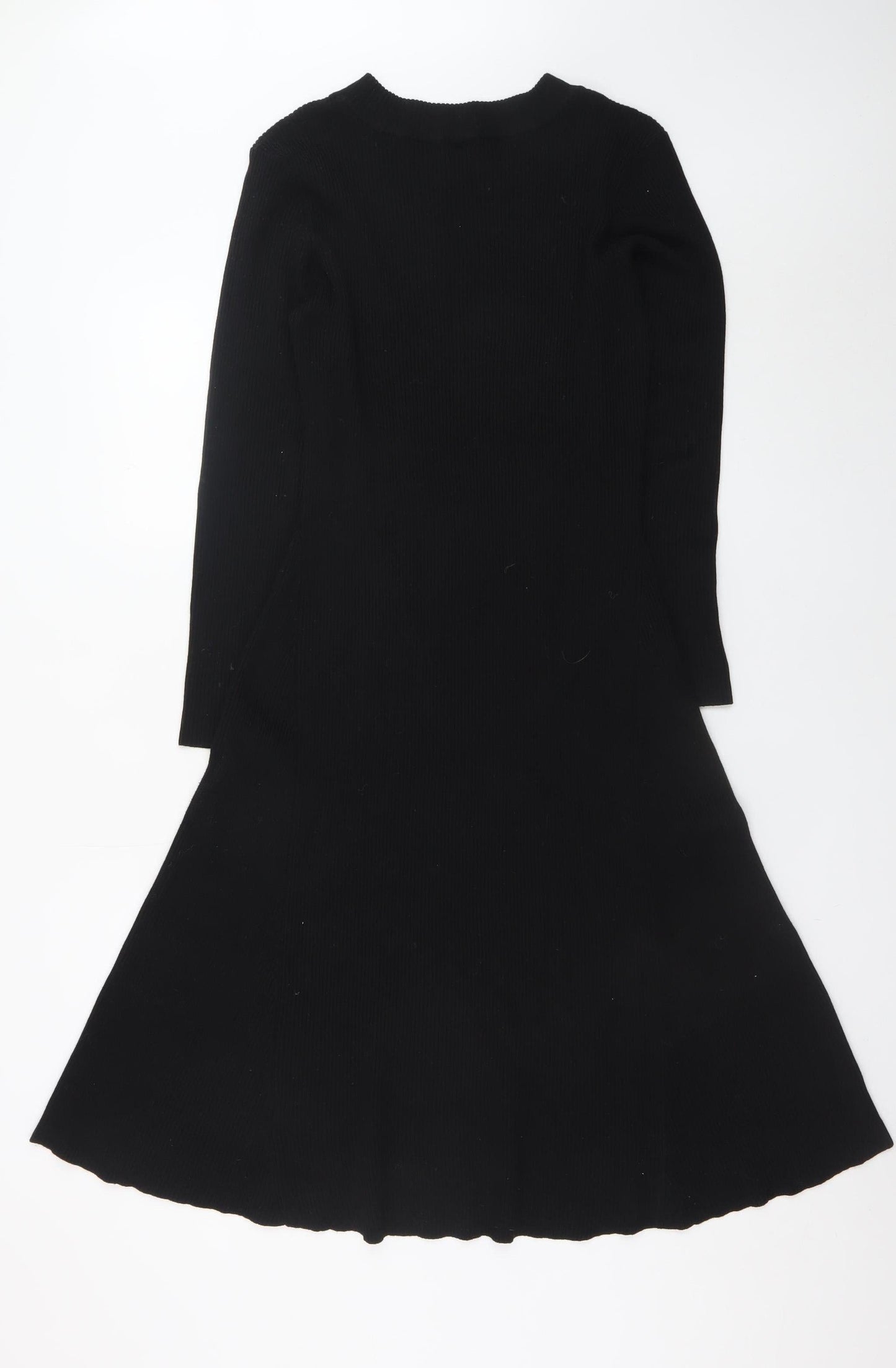 Izabel London Women's Black XL Fit & Flare Knit Midi Dress