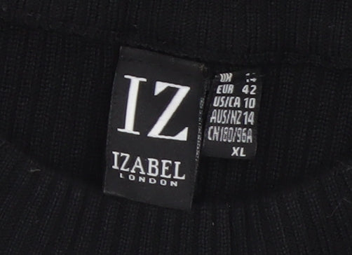 Izabel London Women's Black XL Fit & Flare Knit Midi Dress