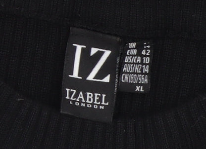 Izabel London Women's Black XL Fit & Flare Knit Midi Dress