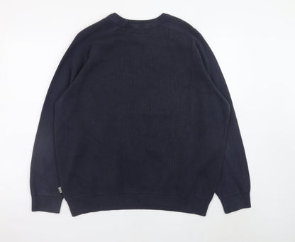 Superdry Mens Blue 2XL Crew Neck Cotton Pullover Jumper