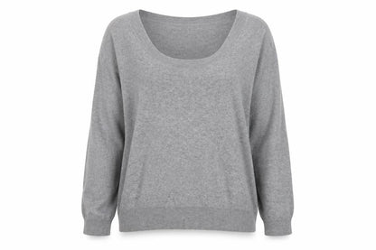 Gap Womens Grey Scoop Neck Long Sleeve Cotton Cashmere Jumper Size S