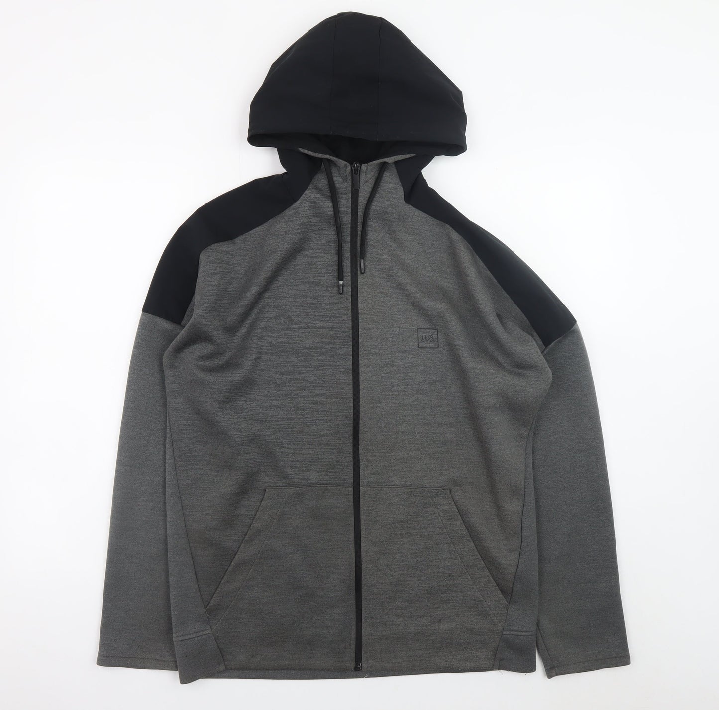 Mens UK Size M U.S. Athletic Grey Full Zip Hoodie