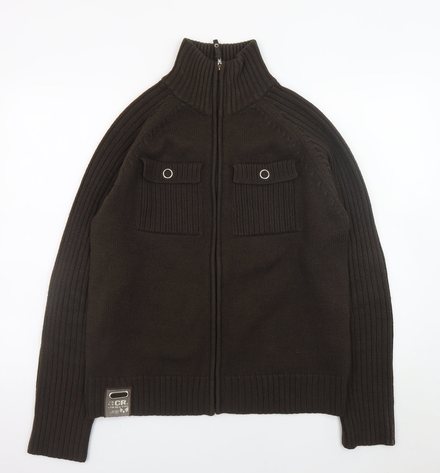 Mens UK Size L Legend & Soul Brown Full Zip Jumper