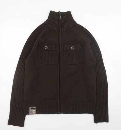 Mens UK Size L Legend & Soul Brown Full Zip Jumper