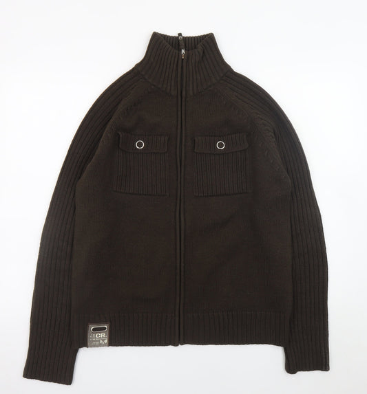 Mens UK Size L Legend & Soul Brown Full Zip Jumper