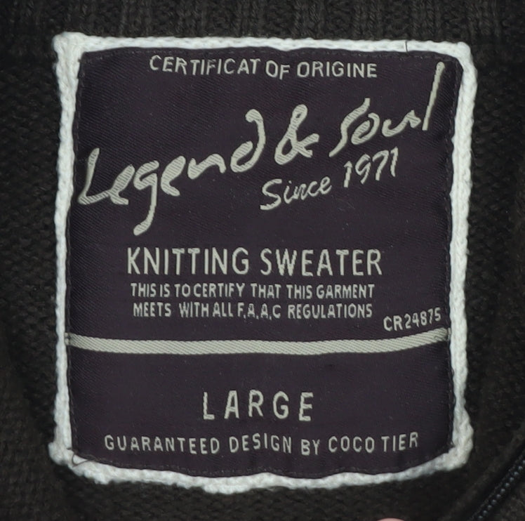 Mens UK Size L Legend & Soul Brown Full Zip Jumper