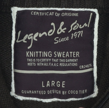 Mens UK Size L Legend & Soul Brown Full Zip Jumper