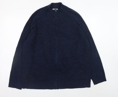 Mens UK Size 2XL Marks and Spencer Blue Full Zip Jumper