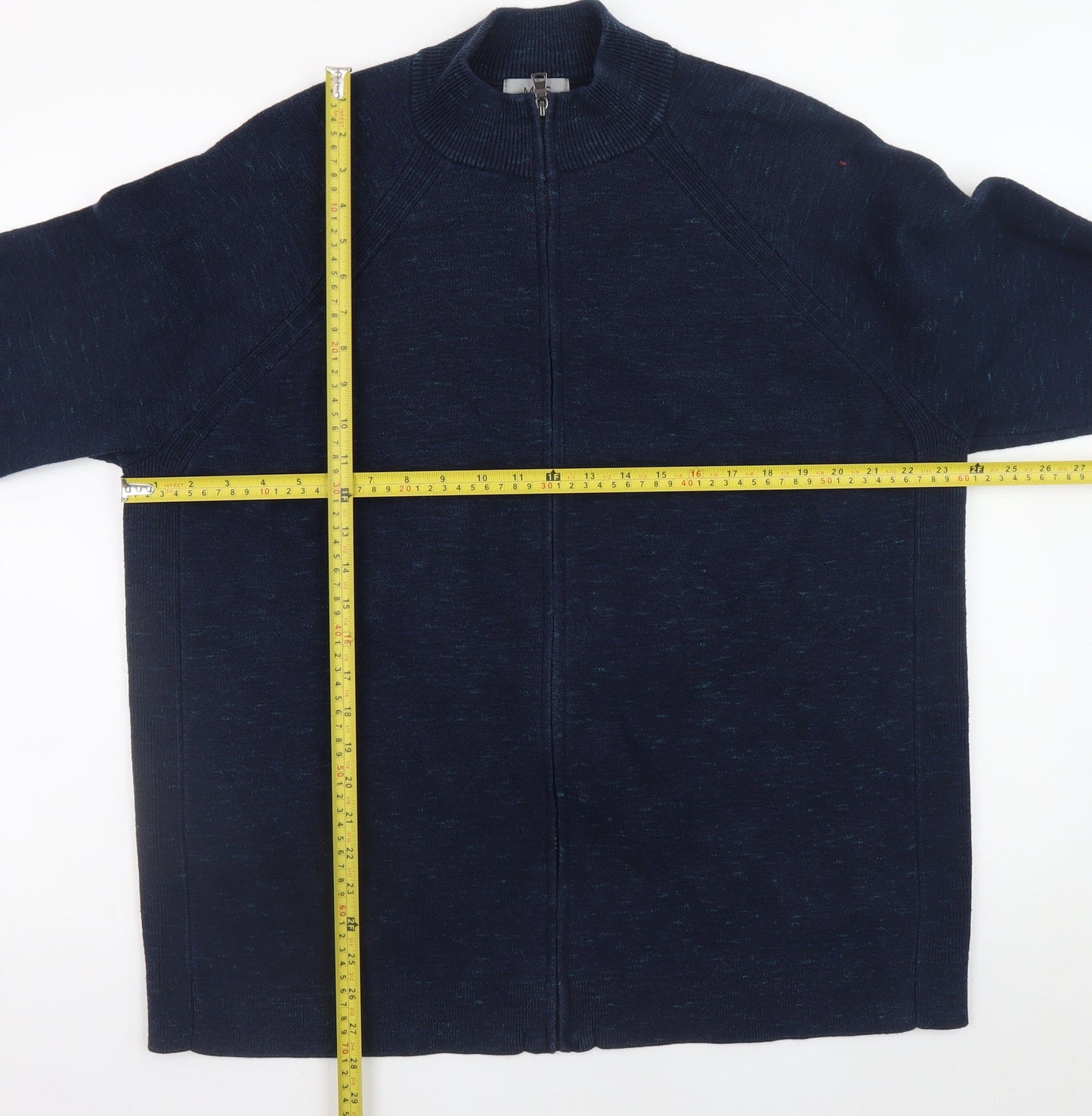 Mens UK Size 2XL Marks and Spencer Blue Full Zip Jumper