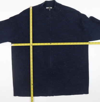 Mens UK Size 2XL Marks and Spencer Blue Full Zip Jumper